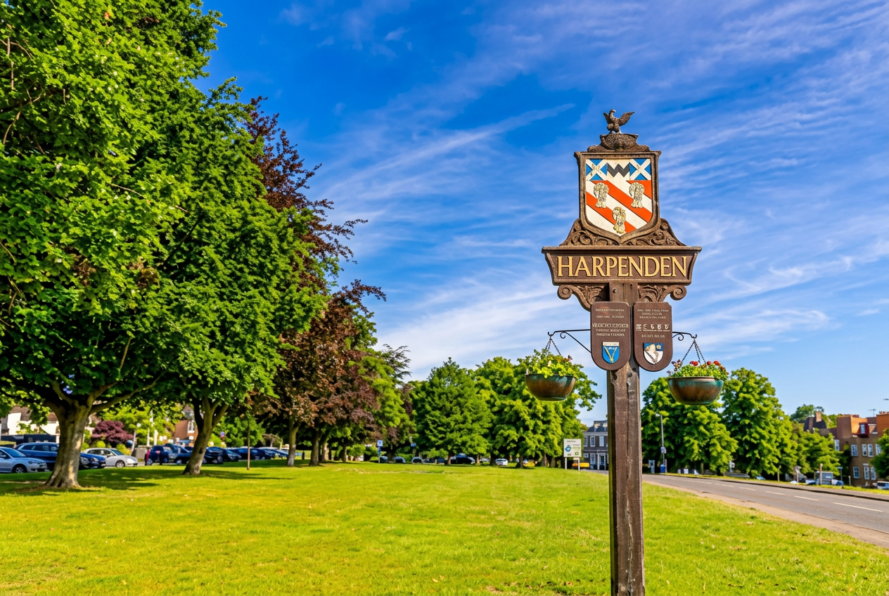 Harpenden village sign on the Common
